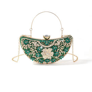 Caja portátil de lujo explosiva con forma de luna retro europea y americana, con diamantes de imitación incrustados, para fiestas de mujer - Product Image 1