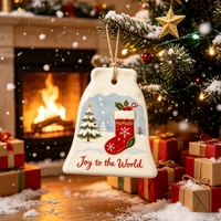Cloche Résonnante Souvenirs en Céramique à Sublimation pour Arbre de Noël – Cadeau Traditionnel, Carillon de Noël, Ornement de Noël