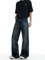 Pantalon en jean décontracté et tendance, style vintage, plissé, à volants, texture fourrure de chat, respirant, pour le printemps, l'été et l'automne