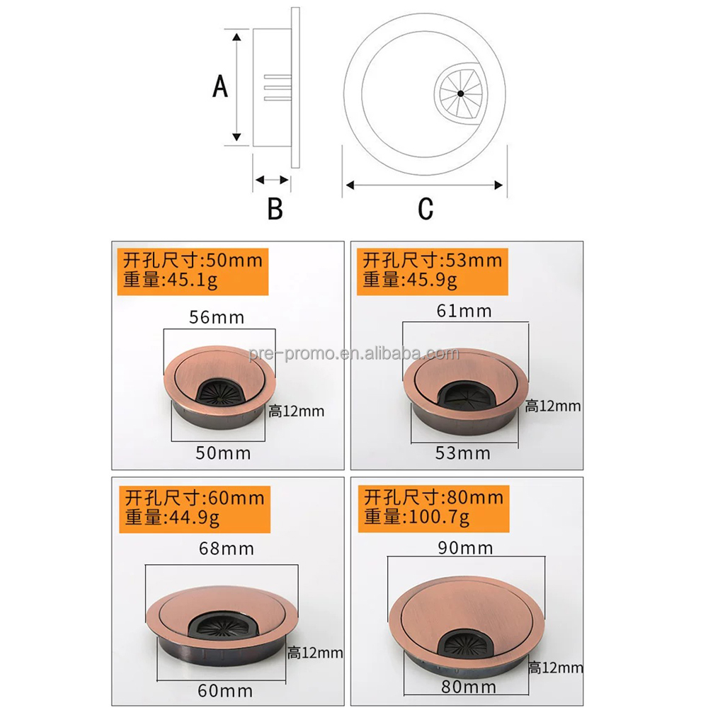 Оптовая продажа, цинковый сплав, 80 мм, крышка для компьютерного стола, круглая втулка для кабеля