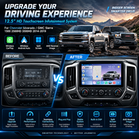 Écran RoadNavi 12,5 pouces, navigation Android pour Chevrolet Silverado GMC Sierra 2014-2019, lecteur multimédia vidéo, CarPlay sans fil