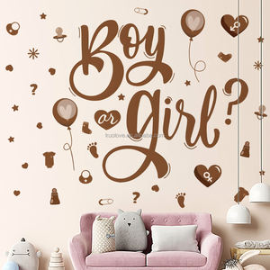 Ragazzo o ragazza Slogan inglese oro adesivi <span class=keywords><strong>murali</strong></span> Baby Room bambino rivelare festa decorazione carta da parati autoadesiva PVC adesivi <span class=keywords><strong>murali</strong></span> - Product Image 5