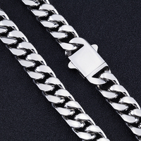 Jinruiya Haute Qualité 12 mm Plaqué Or 18 Carats Solide Bijoux Hip Hop Kilo Acier Inoxydable Collier Chaîne Maille Cubaine Miami pour Hommes