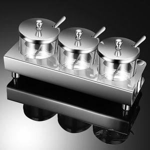 304 Stainless Steel Spice <b>Jars</b> Set With Spoons Airtight <b>Kitchen</b> Condiment Containers Solid Seasonings <b>Storage</b> <b>Jar</b> Combo - Product Image 3