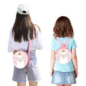 Sac rose pour enfants sublimation blans sac à main rentrée sac petit sac rond avec bandoulière