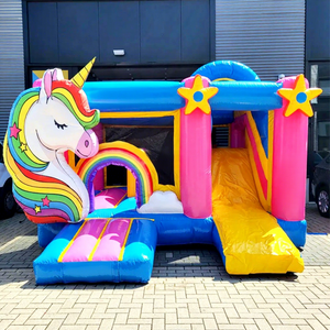 Castillo inflable comercial para niños, tobogán inflable con diseño de unicornio, combo de castillo inflable y brincolín. - Product Image 1