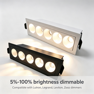 Luminaria LED Empotrable Rectangular de 5 Cabezas, Regulable, de Aluminio Fundido, con Buena Disipación de Calor, Downlight LED Lineal Comercial - Product Image 4