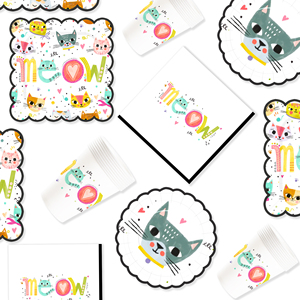 DAMAI - Juego de Decoración para Fiestas de Gatos, Vajilla Desechable de Papel con Dibujos Animados de Gatos, Mantel, Decoración para Fiestas - Product Image 4