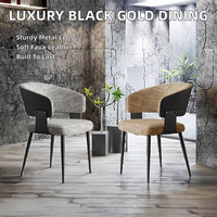Chaise de salle à manger Landeast moderne de luxe noir et or pour la maison, le bureau, l'hôtel, l'appartement, meubles de salle à manger élégants en métal
