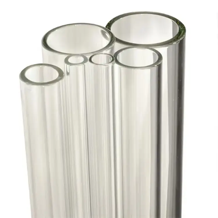 Fabrika düşük fiyat isıya dayanıklı temizle borosilikat 3.3 cam boru silindir kuvars şeffaf cam tüp üfleme için