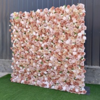 Weiße Künstliche Schleierkraut-Rosen-Blumenwand als Hintergrund, Aufrollbare 5D-Simulations-Blumenwand für Hochzeiten, Bankette, Veranstaltungen und Fotografie