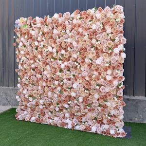 Mur floral artificiel en rouleau de roses et gypsophiles blancs, simulation 5D, pour mariage, salle de banquet, événement, photographie - Product Image 3
