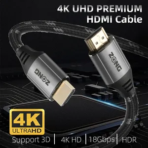 Kabel Ethernet fleksibel, kabel HDMI kecepatan tinggi 2.0 3D 18Gbps, 1M 1.8m 3m 5m 10 m 15m 20m HDMI 10 m