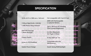 Clavier mécanique Zornher ZH980 noir Ukiyo-e pour l'e-sport, avec interrupteurs silencieux <span class=keywords><strong>Gateron</strong></span> PBT, rétroéclairage RVB, ergonomique - Product Image 4