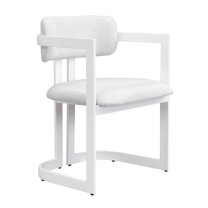 Modern Convertible Upholstered <b>Dining</b> Chairs Set of 2 Fabric <b>Armchairs</b> with Beige Seating White Metal Frame for Apartment - Product Image 4