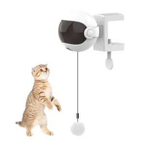 צעצוע חדש אוטומטי חתול מצחיק צעצוע כדור טיזר חתול כדור משחק אוטומטי הרמת מוט קפיצים יו-יו הרמת כדור אינטראקטיבי