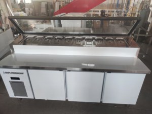 RTK-Stainless woor ثلاجة طاولة تحضير بيتزا متنقلة مع سطح طاولة/محطة تحضير بيتزا تجارية - Product Image 2