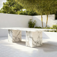Table à manger en pierre de travertin beige Kumusi Furniture pour la maison