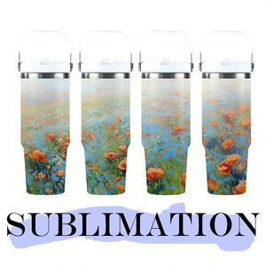 Bouteille isotherme sous vide en acier inoxydable de 30 oz, gobelet à sublimation avec paille et couvercle rabattable anti-fuite – Entrepôt américain - Product Image 4