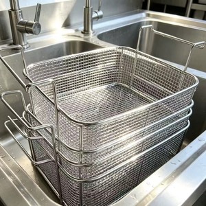 304 Stainless Steel <b>Mesh</b> <b>Basket</b>, Metal <b>Storage</b> <b>Mesh</b> <b>Basket</b>, Hole-free <b>Storage</b> <b>Basket</b>, Draining <b>Basket</b> - Product Image 2