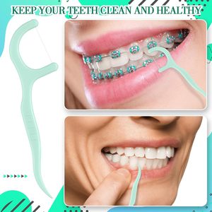 Wholesale Mint Flavor Biodegradable Eco Friendly Tooth <b>Sticks</b> <b>Flosser</b> Toothpicks Dental Floss Pick - Product Image 3