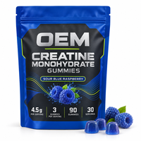 Gummies de créatine monohydrate personnalisées OEM/PL, faibles en glucides, à croquer, pour le soutien de la force avant l'entraînement, sans édulcorants artificiels