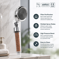 Pommeau de Douche Haute Pression Portable avec Filtres Intégrés, Finition Chromée, Multifonction, pour Salle de Bain (Vente en Gros)