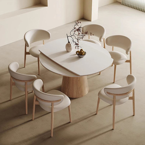 Diningroom Simple Elegant Design Original Solid Wood <strong>White</strong> Apartment High-End <strong>Dining</strong> <strong>Table</strong> with Chairs - Product Image 1