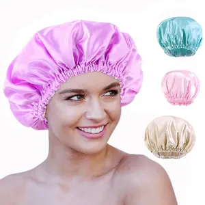 Cuffiette di seta treccia capelli da donna avvolgono bagno interno elastico satinato riutilizzabile 100% tappi in poliestere impermeabile salone di bellezza cappelli EVA