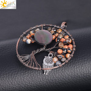 <span class=keywords><strong>CSJA</strong></span> 2020 Design Unique 7 Chakra Arbre De Vie Hibou Perles Agate Pendentif Collier pour Femmes Reiki Bijoux F308 - Product Image 3