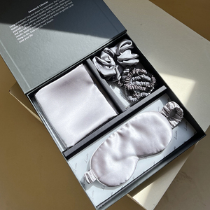 Seda no tóxica aceptar bordado personalizado 100% Mulberry Scrunchy, máscara de ojos y funda de almohada de seda Juego de regalo - Product Image 5