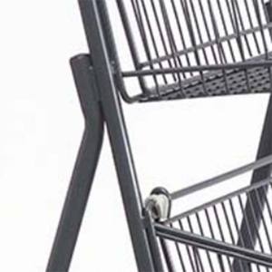 Dubbeldekker Gegalvaniseerd Stalen Gaas Structuur Winkelmand <span class=keywords><strong>Trolley</strong></span> Voor Supermarkt Dagelijks Winkelen - Product Image 6