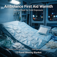 Couverture thermique jetable en Mylar auto-chauffante pour randonnée, camping, survie d'urgence, longue durée de chauffe