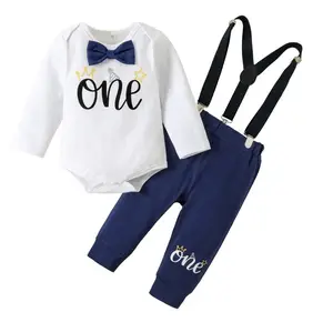 ZHG51 Toddler Baby Rompers Gentleman Roupas Infant romper + jeans baby boy clothing sets from china