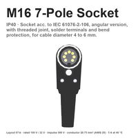 Konektor M16 7 Pin (100V) Soket Betina Terminal Solder IP40 Konektor Penerbangan Bulat Stok Tersedia Pabrik Cina Pengiriman Cepat