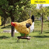 Estatua realista de escultura de fibra de vidrio personalizada de gallo de decoración de granja en stock