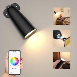 Lámparas de Pared LED Inteligentes RGB, Apliques de Pared con Rotación de 360°, Regulación Continua, Control Táctil por Aplicación, Luces de Pared Inalámbricas para Interiores - Product Image 1