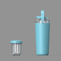 Bouteille Isotherme Sous Vide avec Compartiment à Protéines – Acier Inoxydable 24 oz Couvercle Tritan Poignée pour Camping Fitness (Vente en Gros)