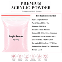 Poudre à ongles professionnelle en gros d'usine, séchage rapide, usage en salon, texture crémeuse beurre, format vrac 1kg, poudre acrylique