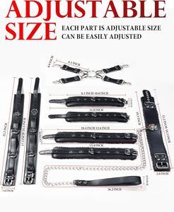 Fun SM10 Leder-Bondage-Set mit Handschellen & Fußfesseln für Erwachsenen-Sexspielzeug, Verstellbare Taillengröße - Product Image 4