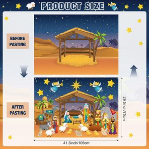 Crèche religieuse, décoration murale, ornements, feutre, <span class=keywords><strong>naissance</strong></span> <span class=keywords><strong>de</strong></span> Jésus, <span class=keywords><strong>kit</strong></span> d'artisanat, tableau <span class=keywords><strong>de</strong></span> l'histoire <span class=keywords><strong>de</strong></span> Noël pour les fêtes, Noël, église - Product Image 2