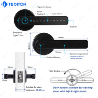 Tediton Tuya APP Biométrique Split Numérique Électronique Capteur D'empreintes Digitales Sans Clé Intelligent Poignée De Porte En Bois Serrures