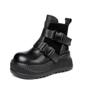 Leggero stile britannico di lusso per Martin stivali da <span class=keywords><strong>donna</strong></span> in vera pelle autunno inverno stivali corti spessi Sole retrò - Product Image 5