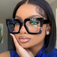 Lunettes carrées anti-lumière bleue Bettega à monture épaisse noire pour femmes, style rétro, verres légers avancés, monture épaisse pour visage fin, surdimensionnées