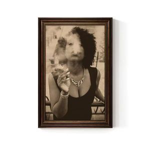 Rétro Bar Décoration Murale <span class=keywords><strong>Sexy</strong></span> Femme Fumer Toile Cigare Lounge Art Man Cave Style Américain - Product Image 5