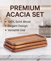 Plateau de service rectangulaire en bois d'acacia naturel, rustique, pour la cuisine, la maison, les dîners, les apéritifs, les desserts, plateau de service en bois