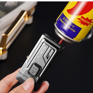 Briquet à gaz butane double flamme coupe-vent à jet rouge et peut prolonger le briquet à flamme douce - Product Image 5