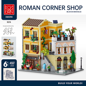XMORK 10216 Briques de construction de supermarché et d'hôtel Roman Corner, scène de rue moderne de la ville, jouet assemblé pour garçons et filles à collectionner - Product Image 2