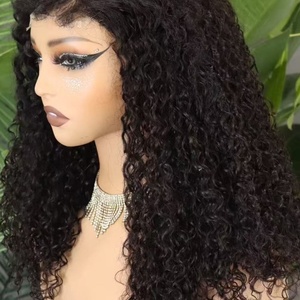 FH C Part Pixie Curly Human Hair <b>Wig</b> 5x5 Glueless Lace <b>Front</b> <b>Wig</b> with Forehead Curly Baby Hair - Product Image 4