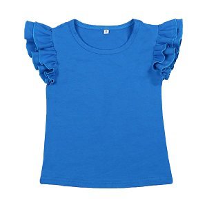 T-shirts pour bébés filles, hauts d'été à volants de couleur unie, style boutique, sans MOQ, prêts à expédier - Product Image 4